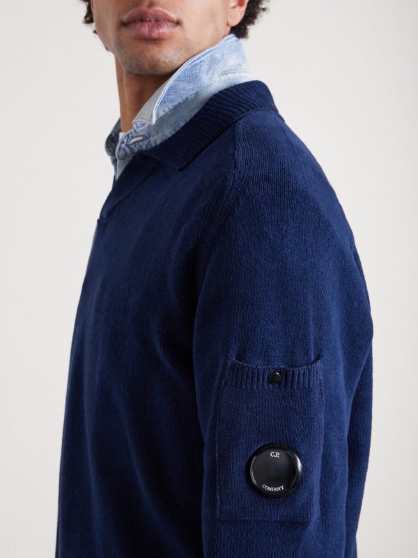 Cotton-Chenille Polo Sweater - CU Cotton-Chenille Polo Sweater - CU