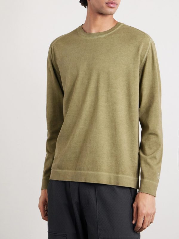 Logo-Print Garment-Dyed Cotton Sweater - FR
