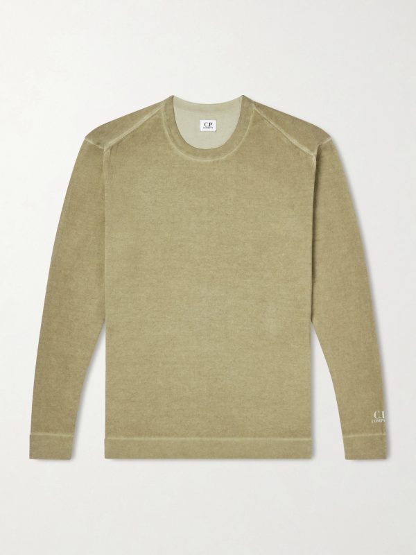 Logo-Print Garment-Dyed Cotton Sweater