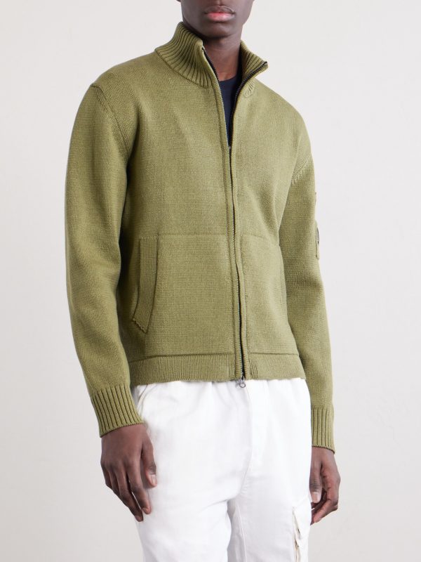 Logo-Appliquéd Knitted Cotton Zip-Up Cardigan - FR
