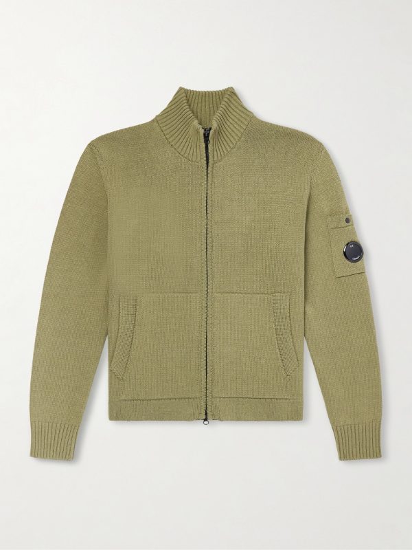 Logo-Appliquéd Knitted Cotton Zip-Up Cardigan