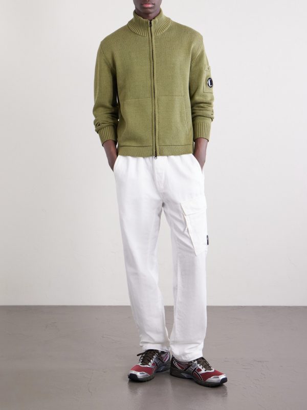 Logo-Appliquéd Knitted Cotton Zip-Up Cardigan - OU