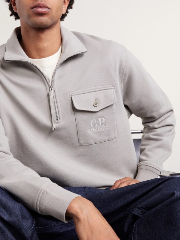 Logo-Embroidered Cotton-Fleece Half-Zip Sweatshirt - CU Logo-Embroidered Cotton-Fleece Half-Zip Sweatshirt - CU