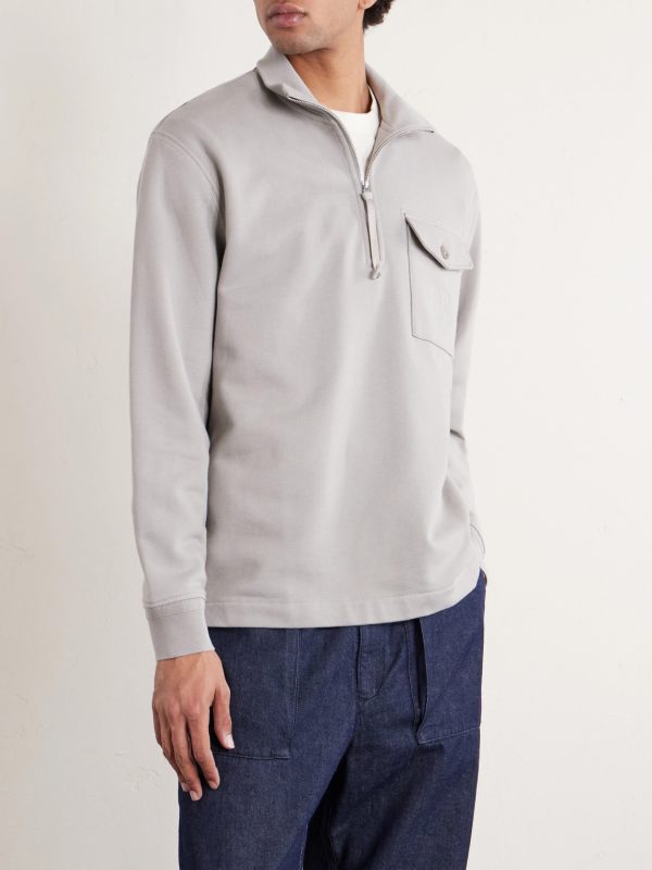 Logo-Embroidered Cotton-Fleece Half-Zip Sweatshirt - FR Logo-Embroidered Cotton-Fleece Half-Zip Sweatshirt - FR