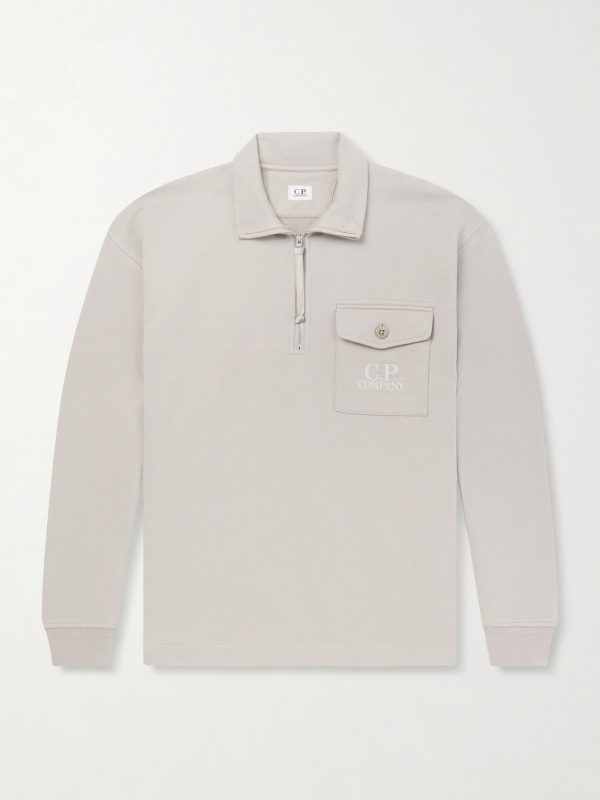 Logo-Embroidered Cotton-Fleece Half-Zip Sweatshirt Logo-Embroidered Cotton-Fleece Half-Zip Sweatshirt