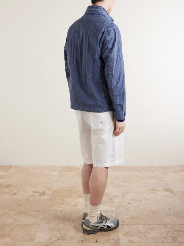 Logo-Appliquéd Garment-Dyed 50 Fili Wax Hooded Field Jacket - BK Logo-Appliquéd Garment-Dyed 50 Fili Wax Hooded Field Jacket - BK