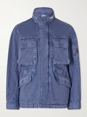 Logo-Appliquéd Garment-Dyed 50 Fili Wax Hooded Field Jacket Logo-Appliquéd Garment-Dyed 50 Fili Wax Hooded Field Jacket