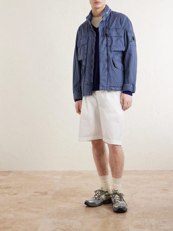Logo-Appliquéd Garment-Dyed 50 Fili Wax Hooded Field Jacket - OU Logo-Appliquéd Garment-Dyed 50 Fili Wax Hooded Field Jacket - OU