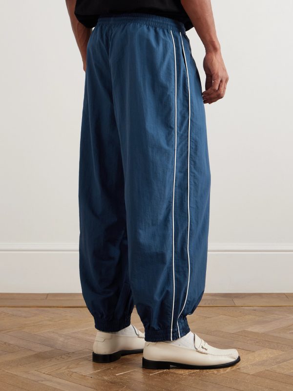 Bad Boy Tapered Logo-Embroidered Piped Shell Trackpants - BK