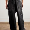 Toluca Oversized Wide-Leg Distressed Cotton-Canvas Trousers - BK
