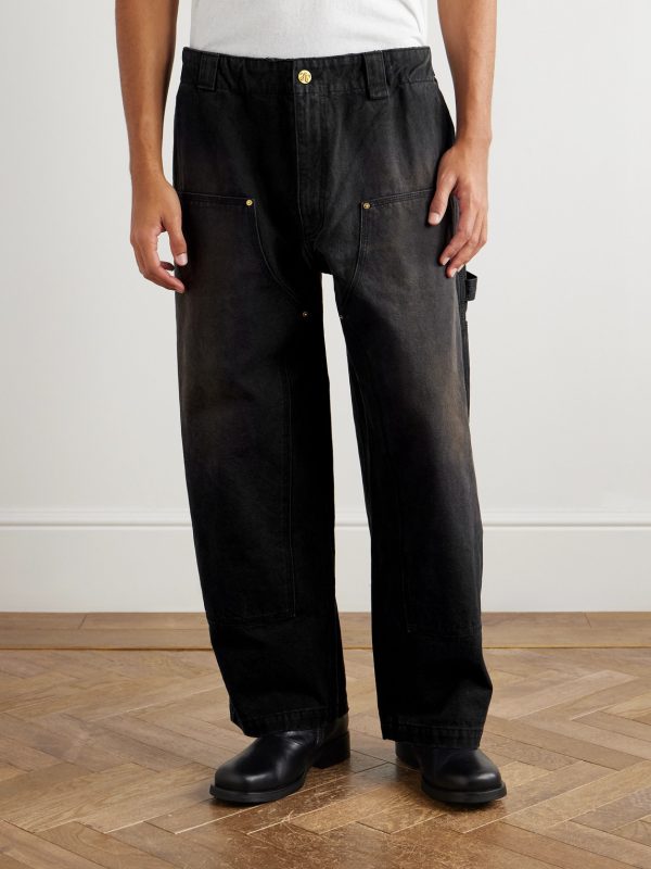 Toluca Oversized Wide-Leg Distressed Cotton-Canvas Trousers - FR