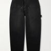 Toluca Oversized Wide-Leg Distressed Cotton-Canvas Trousers