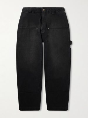 Toluca Oversized Wide-Leg Distressed Cotton-Canvas Trousers