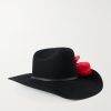 Appliquéd Wool-Felt Fedora - BK Appliquéd Wool-Felt Fedora - BK
