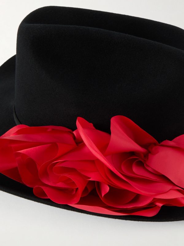 Appliquéd Wool-Felt Fedora - CU Appliquéd Wool-Felt Fedora - CU