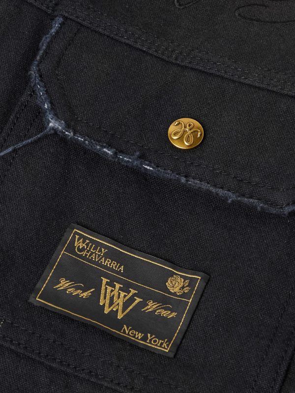 Stockton Cropped Logo-Detailed Distressed Denim Jacket - E1