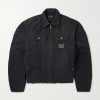 Stockton Cropped Logo-Detailed Distressed Denim Jacket