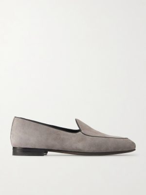 Modena Leather-Trimmed Suede Loafers