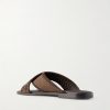 Tex Nubuck-Trimmed Leather Sandals - BK Tex Nubuck-Trimmed Leather Sandals - BK