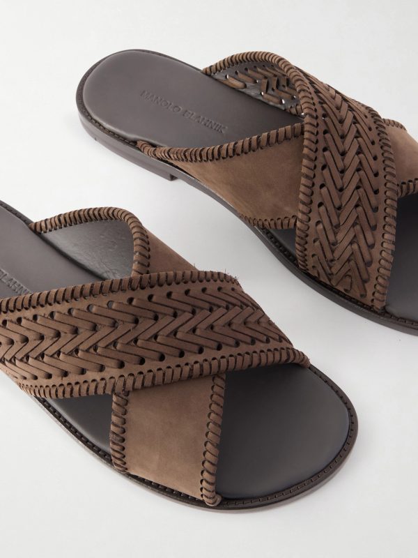 Tex Nubuck-Trimmed Leather Sandals - CU Tex Nubuck-Trimmed Leather Sandals - CU