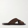 Tex Nubuck-Trimmed Leather Sandals Tex Nubuck-Trimmed Leather Sandals