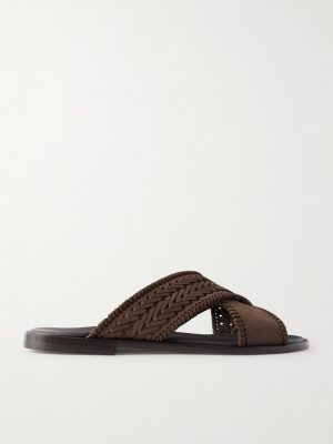Tex Nubuck-Trimmed Leather Sandals