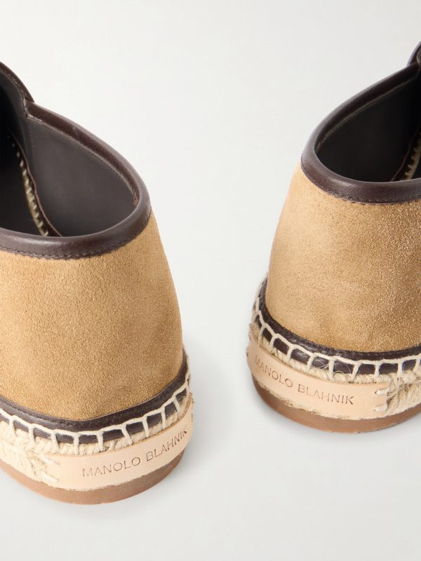 Nerano Leather-Trimmed Suede Espadrilles - CU