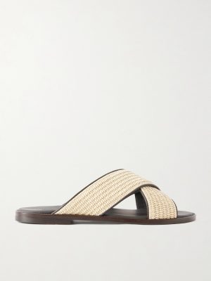 Otawi Woven Raffia and Leather Sandals