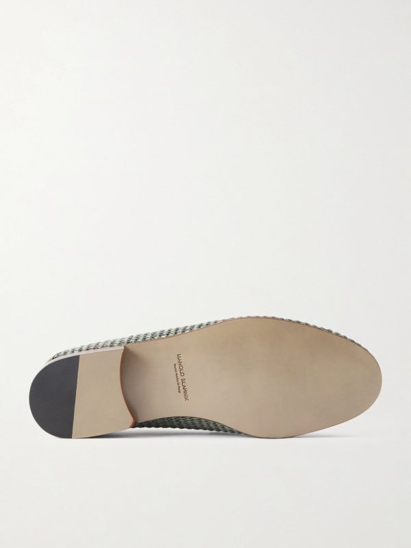 Padstow Collapsible-Heel Leather-Trimmed Raffia Loafers - E1 Padstow Collapsible-Heel Leather-Trimmed Raffia Loafers - E1