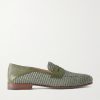 Padstow Collapsible-Heel Leather-Trimmed Raffia Loafers Padstow Collapsible-Heel Leather-Trimmed Raffia Loafers