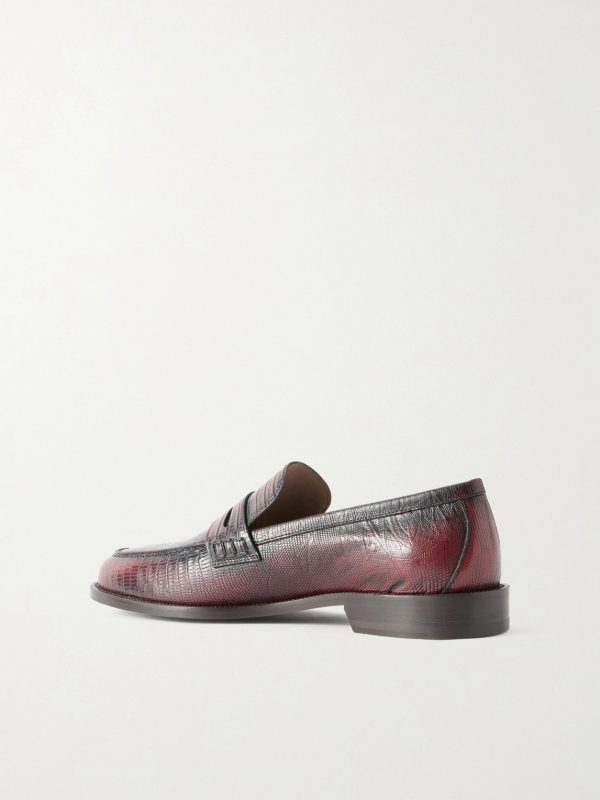 Perry Lizard-Effect Leather Loafers - BK