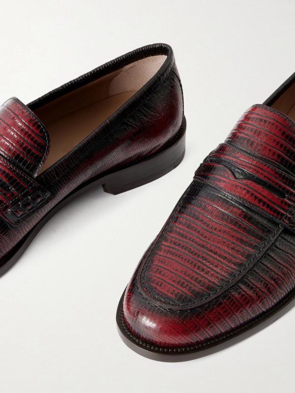 Perry Lizard-Effect Leather Loafers - CU
