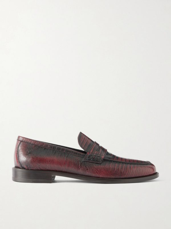 Perry Lizard-Effect Leather Loafers