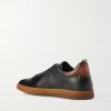 Militia 001 Suede-Trimmed Full-Grain Deerskin Sneakers - BK Militia 001 Suede-Trimmed Full-Grain Deerskin Sneakers - BK