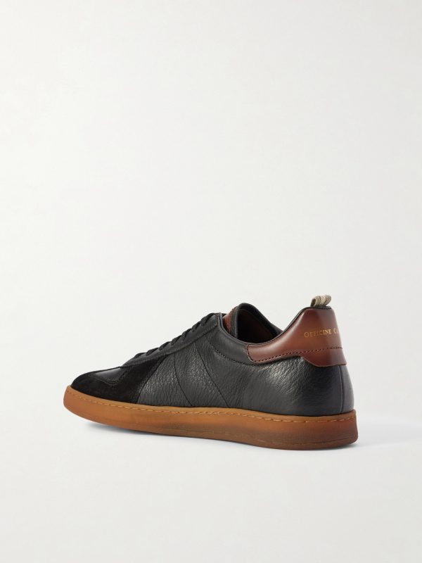 Militia 001 Suede-Trimmed Full-Grain Deerskin Sneakers - BK Militia 001 Suede-Trimmed Full-Grain Deerskin Sneakers - BK