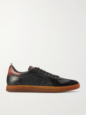 Militia 001 Suede-Trimmed Full-Grain Deerskin Sneakers