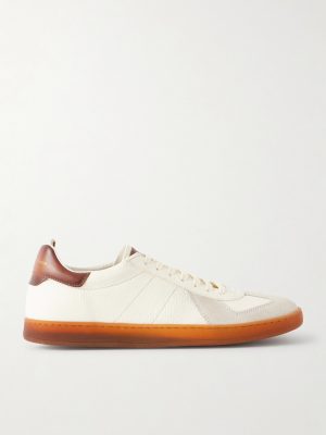 Militia 001 Suede-Trimmed Full-Grain Deerskin Sneakers