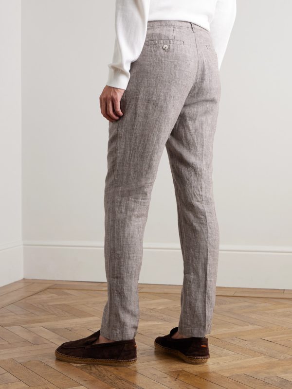 Tapered Pleated Linen Trousers - BK Tapered Pleated Linen Trousers - BK