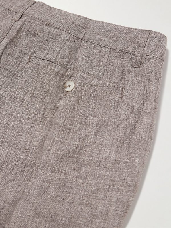 Tapered Pleated Linen Trousers - CU Tapered Pleated Linen Trousers - CU