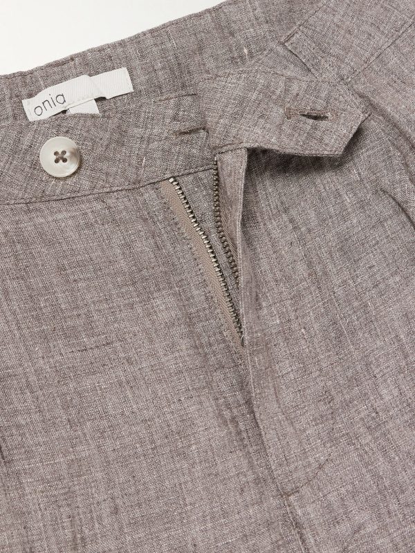 Tapered Pleated Linen Trousers - E1 Tapered Pleated Linen Trousers - E1