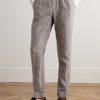 Tapered Pleated Linen Trousers - FR Tapered Pleated Linen Trousers - FR