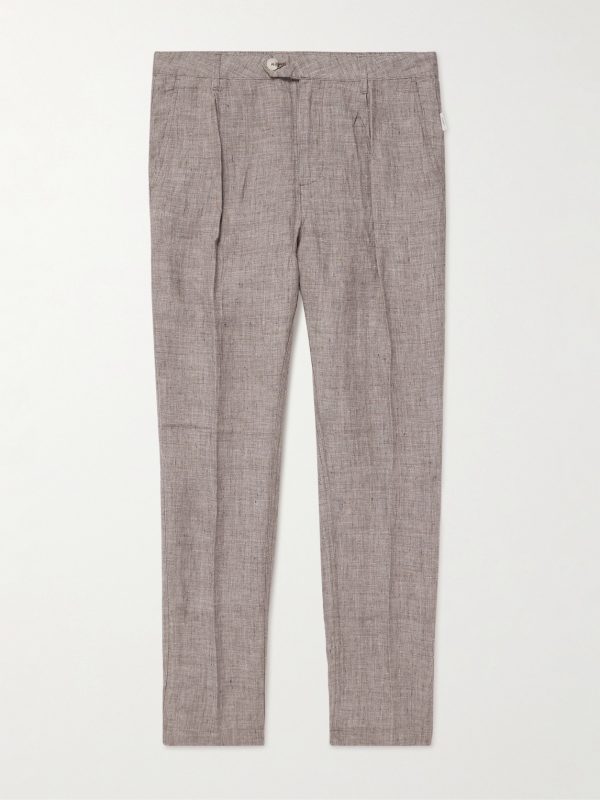 Tapered Pleated Linen Trousers Tapered Pleated Linen Trousers