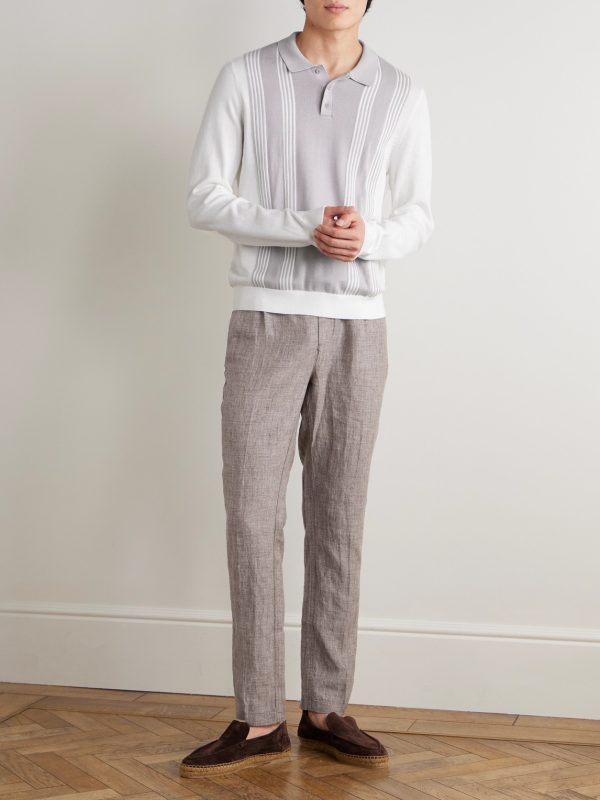 Tapered Pleated Linen Trousers - OU Tapered Pleated Linen Trousers - OU
