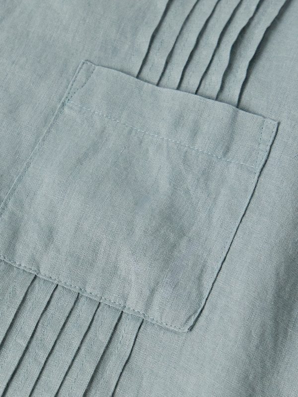 Camp-Collar Pintucked Linen Shirt - CU Camp-Collar Pintucked Linen Shirt - CU