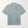 Camp-Collar Pintucked Linen Shirt Camp-Collar Pintucked Linen Shirt
