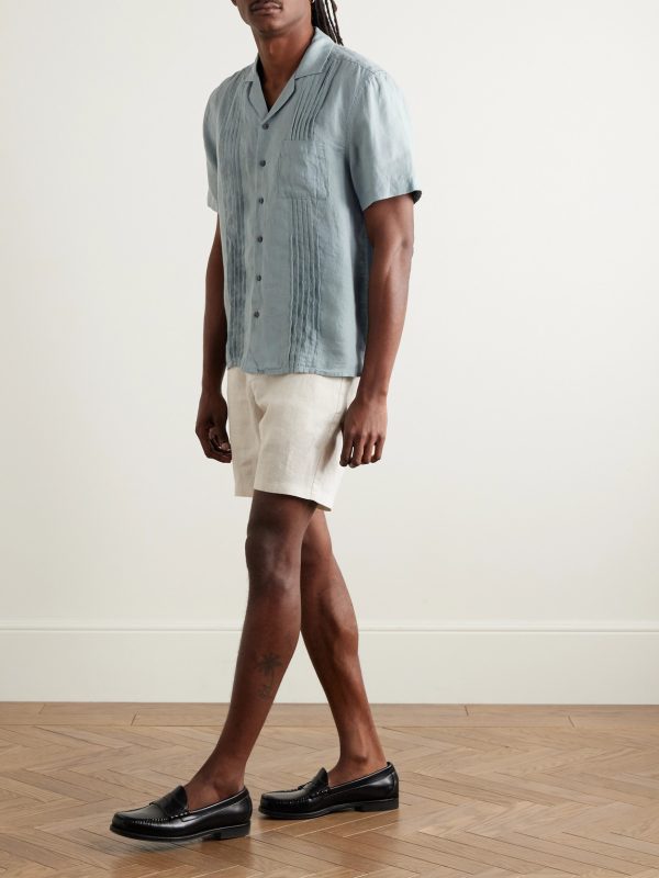 Camp-Collar Pintucked Linen Shirt - OU Camp-Collar Pintucked Linen Shirt - OU