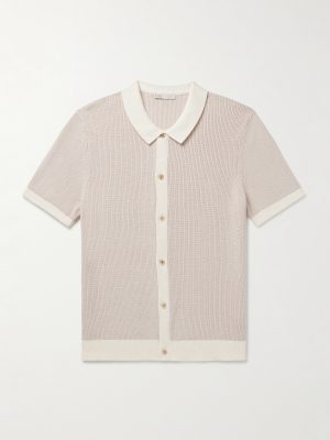 Two-Tone Cotton and Linen-Blend Shirt