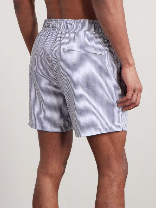 Charles Straight-Fit Mid-Length Striped Seersucker Swim Shorts - BK Charles Straight-Fit Mid-Length Striped Seersucker Swim Shorts - BK