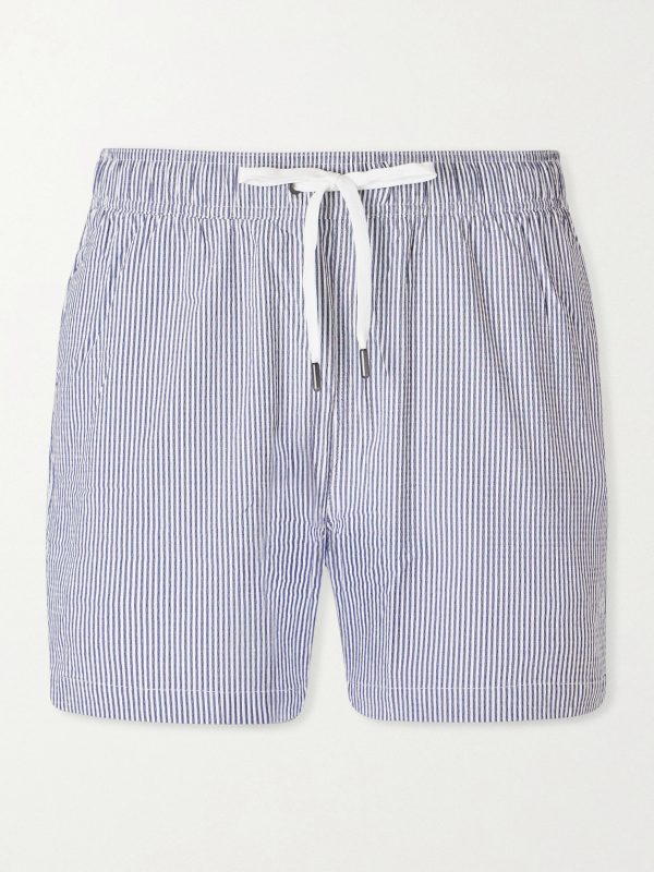 Charles Straight-Fit Mid-Length Striped Seersucker Swim Shorts Charles Straight-Fit Mid-Length Striped Seersucker Swim Shorts