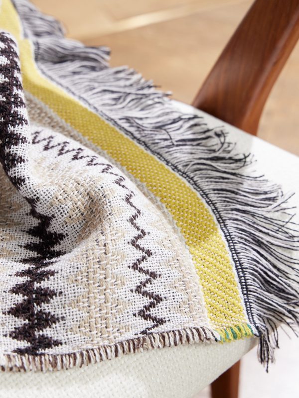 Blur Fringed Jacquard-Knit Wool-Blend Throw - CU